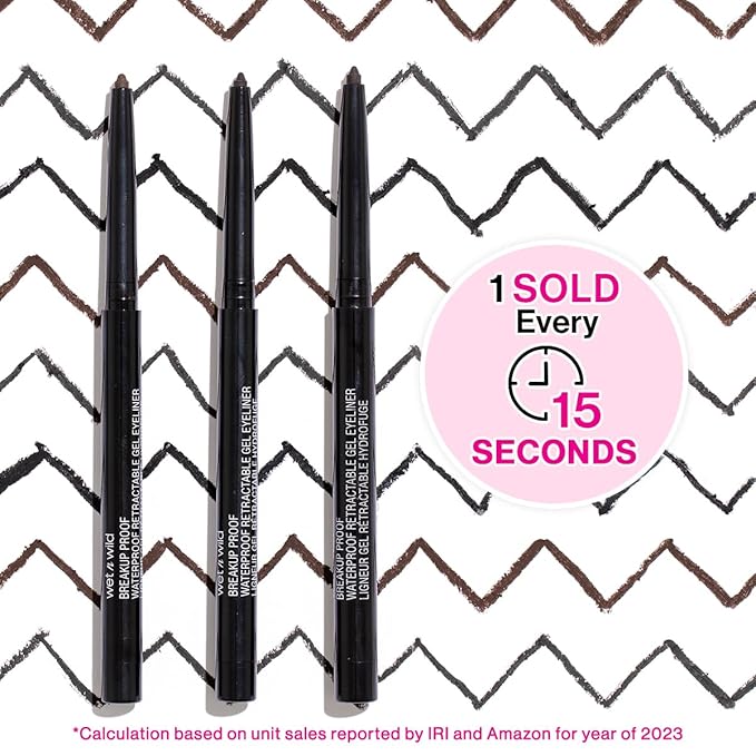 wet n wild Mega Last Breakup Proof Retractable Eyeliner - Ultra-Fine Brush, Waterproof,16-Hour Long-Lasting Wear - Cruelty-Free & Vegan - Black