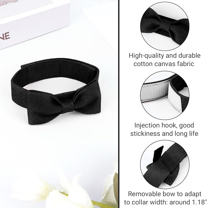 Segarty Bow Ties for Dogs Neck Girth 10.2-14.2in, Adjustable Black Bowtie Collar for Small Medium Dogs, Cat Tie Tuxedo Comfortable Pets Bow Grooming Accessory for Formal Wedding Holiday Birthday Party