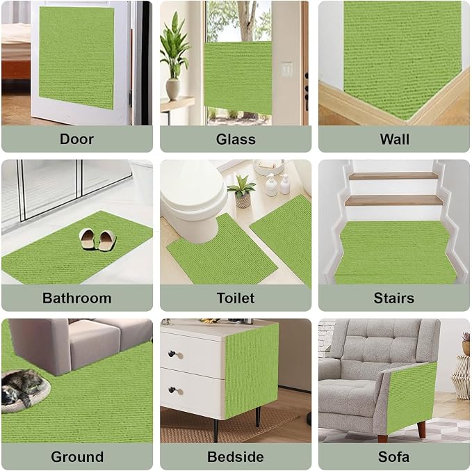 Cat Scratch Couch Furniture Protector from Cat Claws, Green, 39.3x15.8In | Heavy-Duty Cat Scratching Mat Pad for Sofa Corners, Walls, Doors-with 10 Pins