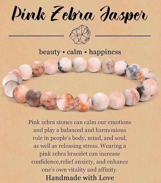 BOMAIL Natural Stone Bracelet for Women Men - 8MM Semi-Precious Gemstone Beaded Bracelet Healing Crystal Stretch Bracelet Yoga Bracelets Jewelry