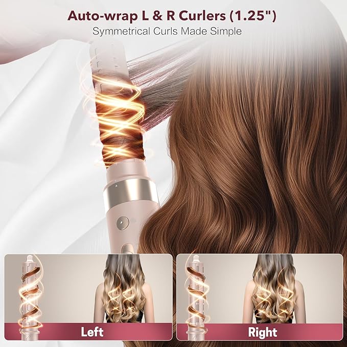 Mythsight Dual Voltage StyleVibe 6-in-1 Air Styler, Hair Dryer & Blow Dryer Brush with Travel Case - Auto Wrap Curls (L/R), Fast Drying, Thermal Brush for Blowouts & Frizz-Free Volume, No Heat Damage
