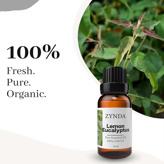 Lemon Eucalyptus Essential Oil for Skin & Hair - Natural Lemon Eucalyptus Oil with Scent for Filling Your Space with a revitalization - Aromatherapy Oils for Sense of Mental Clarity - 10mL