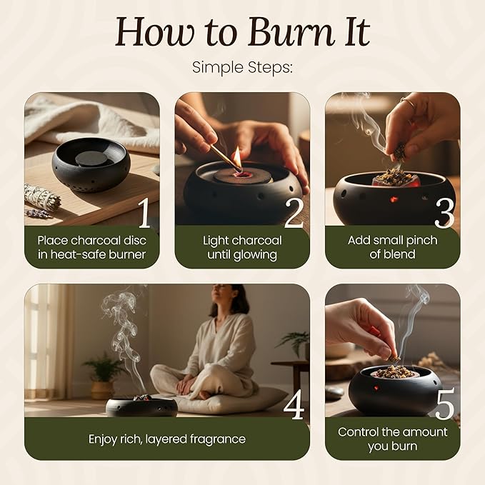 Natural Resin, Herbs & Essence Purify Mix - Blend with Sage, Rosemary, Menthol & Lemongrass - Cleansing Loose Incense for Meditation, Rituals & Home Fragrance - 2.22 oz