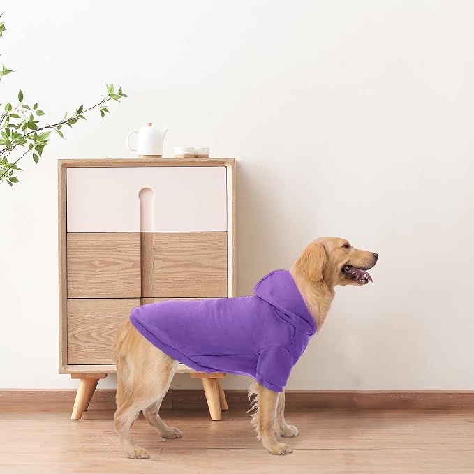 BINGPET Dog Hoodie for Medium Dogs, Soft Pullover Pet Sweater | Warm Dog Sweatshirt Clothes, Winter Hooded Outfit for Girl Boy Dogs Puppy, French Pitbull Cold Weather Coats Wear, Purple M