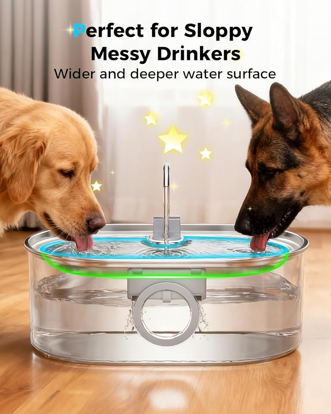 4.2Gal Extra Large Dog Water Fountain, 16L Stainless Steel Pet Water Fountain for Large Dogs, No Spill Dog Water Bowl Dispenser with Deeper Wider Bowl, 68-Cup Water Tank for Multi-Pet