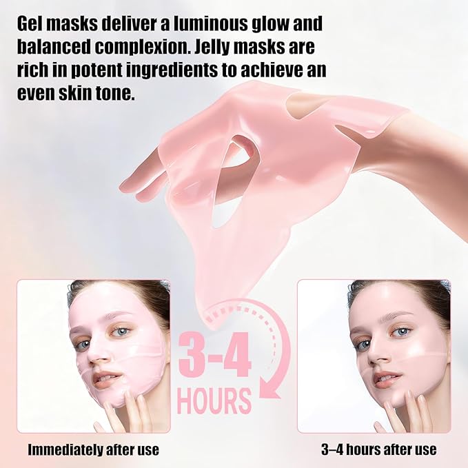 Collagen Face Mask- Hydrating Overnight Hydrogel Facial Mask Suitable for Women's Delicate Skin care, Minimizes Pores, and Firms Skin (28 grams) × 4 pieces