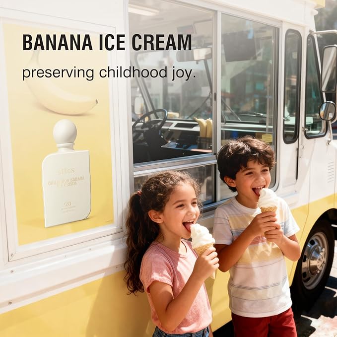 Sttes Perfume #20 for Women – Childhood Banana Ice Cream Eau de Parfum, The Exact Sweetness You Remember: Ripe Banana, Vanilla Ice Cream & Caramel Crunch, Long-Lasting Sweet Gourmand Fragrance, 100ml
