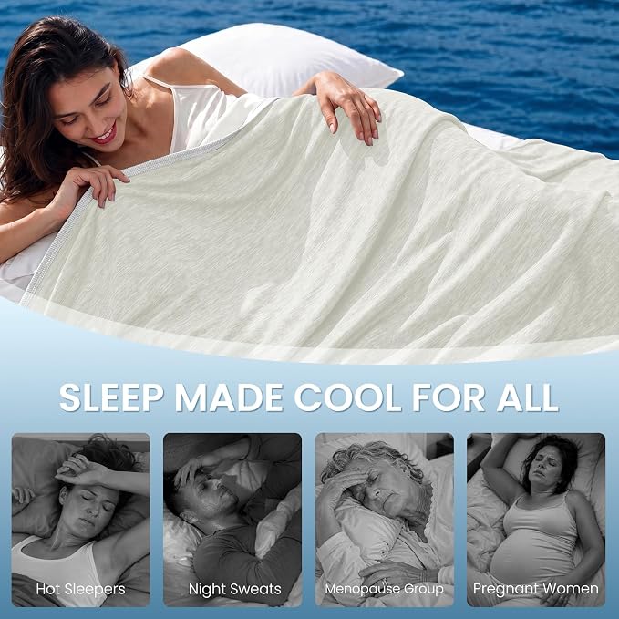 Cooling Blanket Queen Size 90"x90" for Hot Sleepers Summer Blanket | Absorbs Heat Cold Summer Blanket for Night Sweats & Menopause Q-Max>0.5 Lightweight Breathable Soft Double-Side Cooling