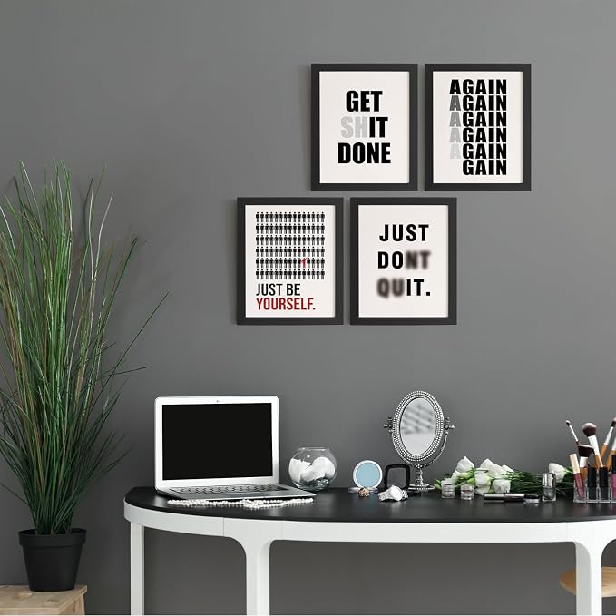 DSHFG Motivational Funny Office Wall Art Prints Set of 4 | Office Inspirational Wall Art, Motivational Quotes Wall Decor Posters for Office Home, 8x10 Unframed