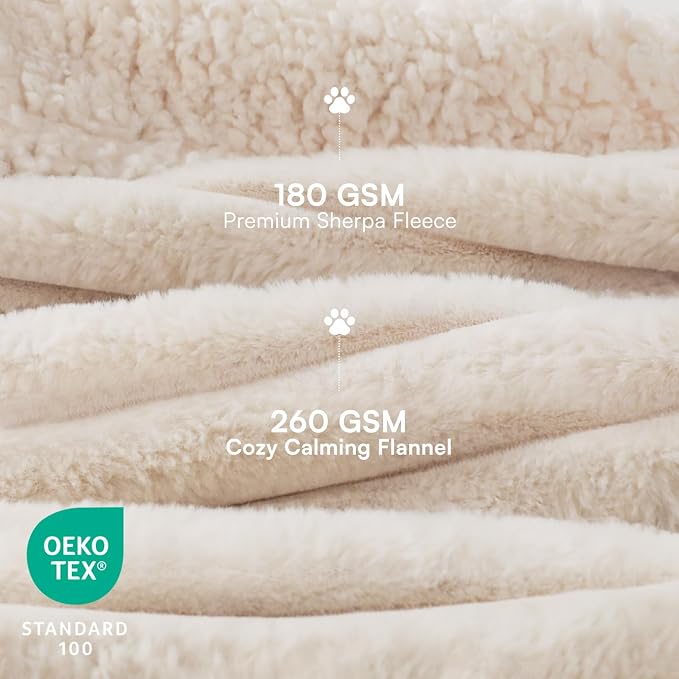 Luciphia Waterproof Dog Blanket, Washable Reversible Flannel Pet Throw | Reversible fleece cover for couch, bed, and crate; calming, and claw-resistant for dogs, cats, puppies White S(40''x28'')