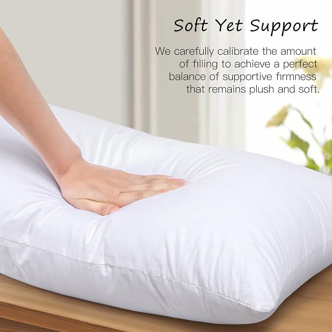 Artscope Synthetic Down Pillow Insert, 14x36 Throw Pillow Inserts Set of 2 | Down Alternative Ultra Soft Fluffy Sleeping Pillow, 100% Cotton Cover, Decorative Pillows-White