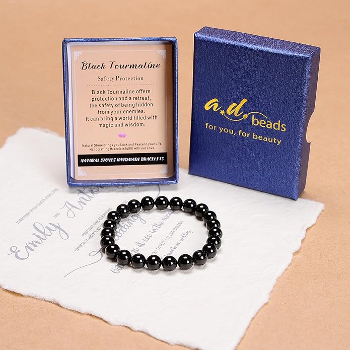AD Beads Handmade Gemstone Stretch Elastic Bracelet Crystal Healing Reiki Nature's Beauty and Spiritual Essence Unisex