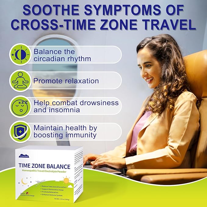 Jet Relief Lag Powder (100g) - Natural Flight Recovery with Electrolytes & Plant-Based Extracts - Supports Focus, Sleep Rhythm & Fatigue Relief - Long Flight Must Haves