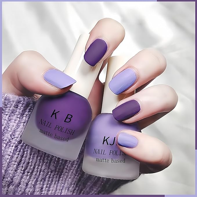 Matte Purple Nail Polish Quick Dry, Vegan Non Toxic Purple Fingernail Polish for Women Girls, Dark Matte Finish