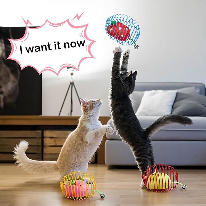 Jecery 5 Pcs Cat Toys Spring,Fruit Mouse,Multicolor