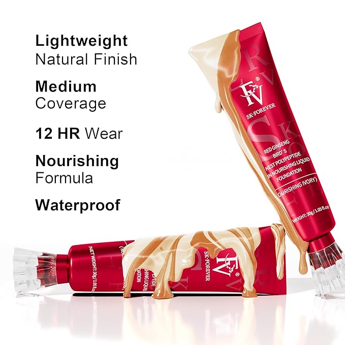 FV Dewy Liquid Foundation, Hydrating Smooth Formula & Lightweight, Longwear Medium-Full Coverage with Natural Finish, Waterproof Foundation for Dry/Combination Skin, 30g, Nourishing Toffee