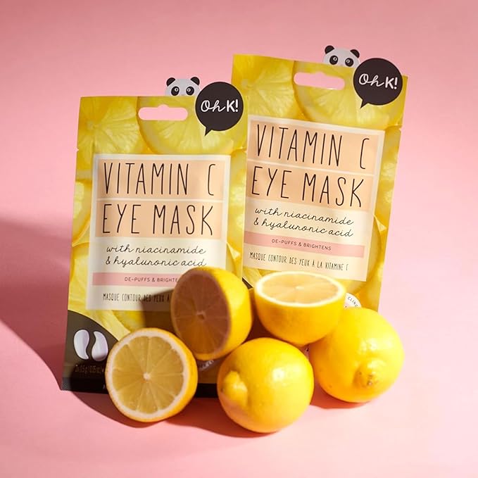Oh K! Eye Mask - Vitamin C - Hydrating Under Eye Patches - Undereye Patches with Niacinamide, Hyaluronic Acid - Anti-Aging Hydrogel Mask - 1 Pair