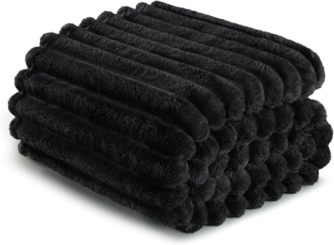 Exclusivo Mezcla Striped California King Size Fleece Blanket for Bed | Soft Breathable Cozy Bed Blankets, Lightweight Plush Fluffy Fuzzy Jacquard Decorative Blankets