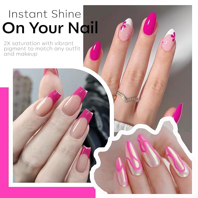 modelones Pink Gel Polish Hot Pink Gel Nail Polish Soak Off Led Neon Pink Polish Nail Art Design Salon DIY Gel Manicure for Women Girl 15 ML