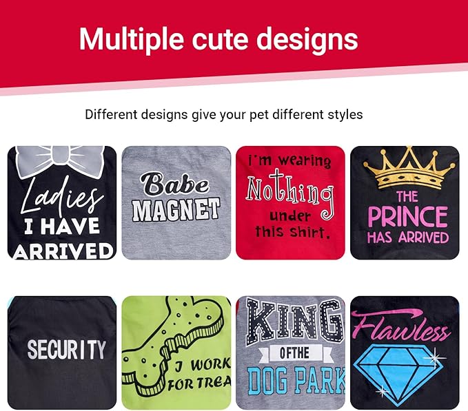 hoyuwak 8 Pieces Pet Shirts Funny Dog Printed Clothes Dog Sleeveless Vests | Breathable Cool Puppy Clothes Dog Outfit for Summer
