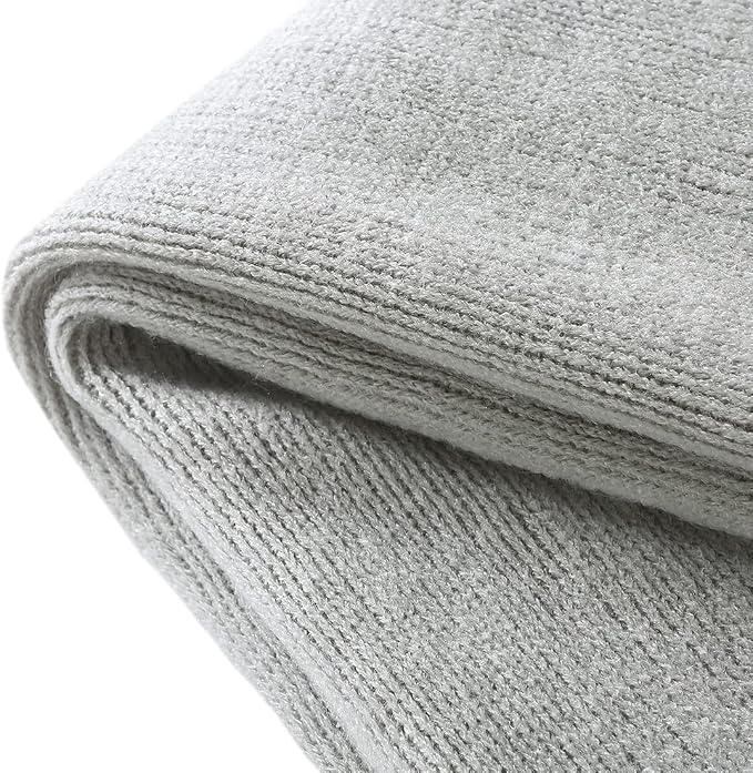 Homiest Light Grey Knitted Throw Blanket with Fringe, 50x60 Inch | Pure Acrylic, Lightweight & Breathable, All-Season Use, Machine Washable, Wrinkle & Fade Resistant, for Couch Sofa And Bed