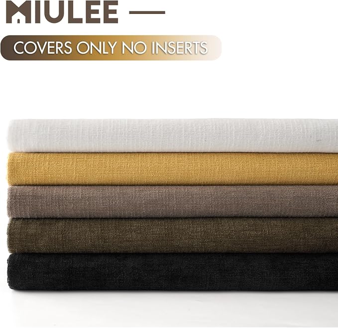 MIULEE Coffee Chenille Couch Throw Pillow Covers, 20x20 | Set of 2, Soft Farmhouse Modern Home Decor, Decorative Pillowcases for Sofa Living Room Bed