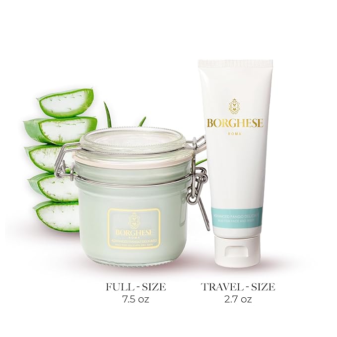 Borghese Advanced Fango Delicato Mud Mask - Hydrating Face Mask with Kaolin Clay, Aloe, Hydrolyzed Collagen & Hyaluronic Acid for Normal & Dry Skin