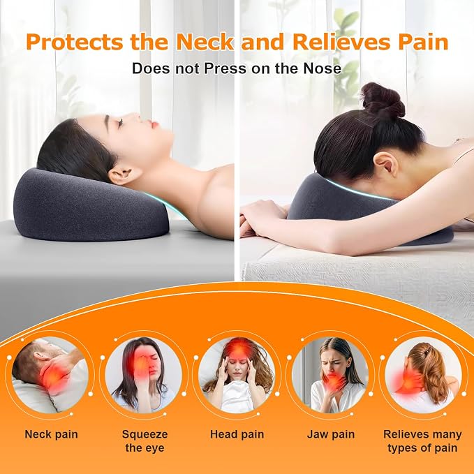 Face Down Pillow, Massage Headrest for Bed, Massage Face Cradle for Bed, BBL Pillow After Surgery Post Eye Surgery Vitrectomy Recovery (Dark Grey)