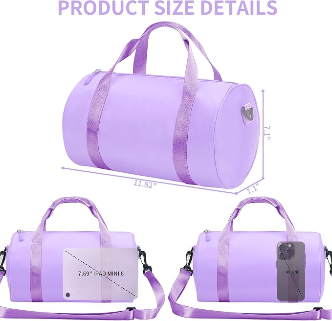 Ballet Dance Bag Mini Gym Bag Lightweight Small Duffle Bag 10L Cute Crossbody Bag for Yoga Swimming Sport (Purple)