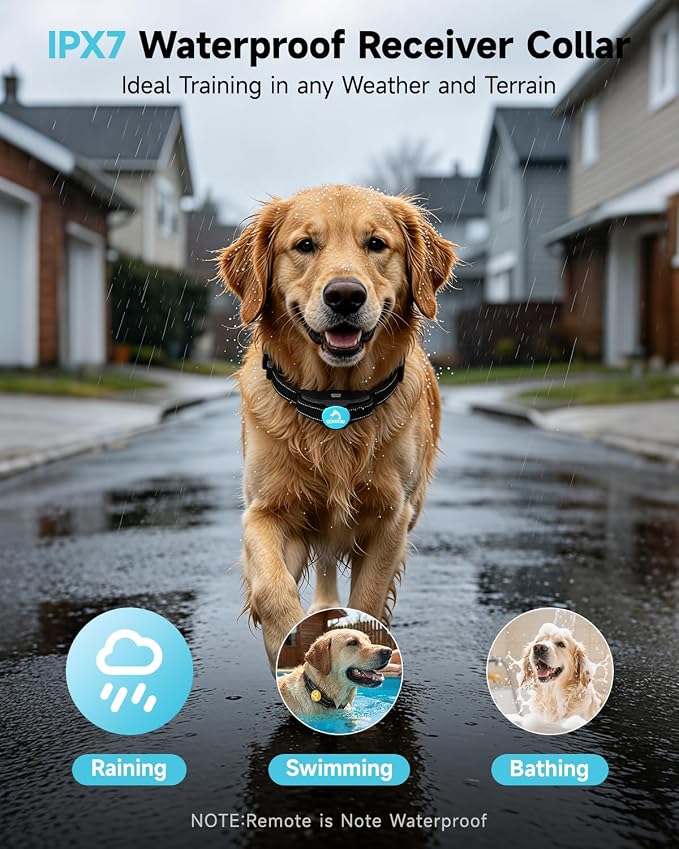 PATPET Shock Collar for Large Dog - Rechargeable Dog Training Collar with Remote for Medium Large Dogs 1000Ft Remote Range 3 Training Modes IPX7 Waterproof Blue,For 1 dog