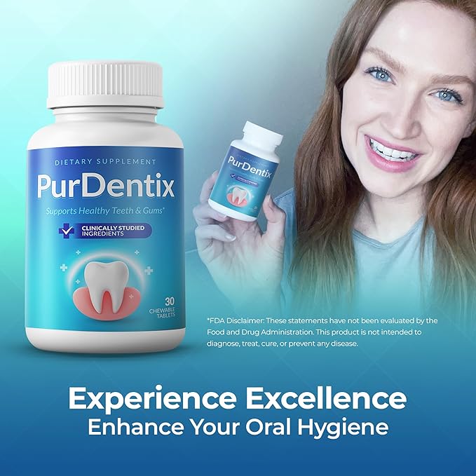PurDentix Oral Health Probiotic – 4-Strain Formula for Healthy Gums, Teeth & Fresh Breath – 180 Chewable Tablets