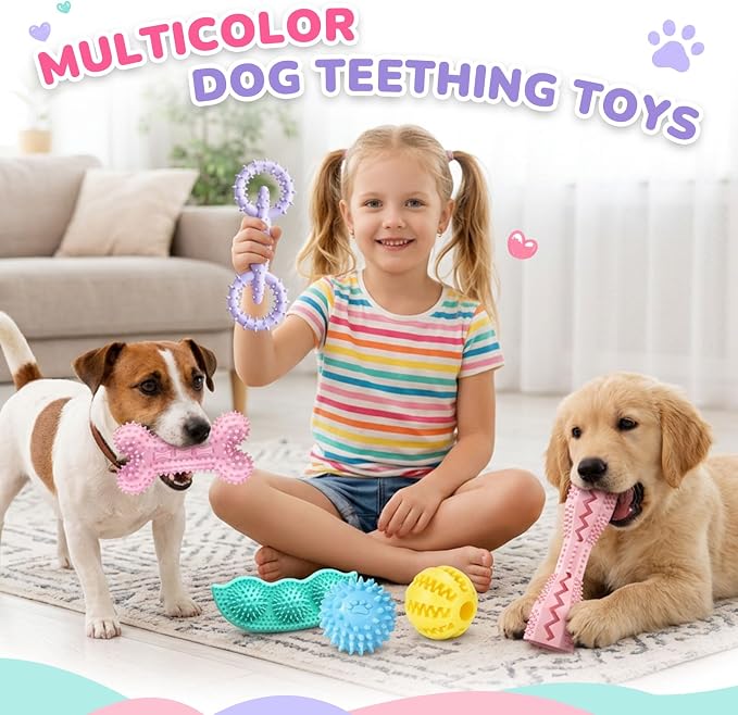 6 Pack Puppy Teething Chew Toys, Soft Durable Interactive Small Dog Toys, Cute Colorful Squeaky Puppy Toys for Teething Small Breed Puppies