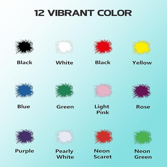 Airbrush Paint 12 Colors, Ready to Spray Airbrush Paint Set, Water-Based Acrylic Air Brush Paints for Metal, Plastic Models, Canvas, Wood, 0.67 Fl Oz/20ml