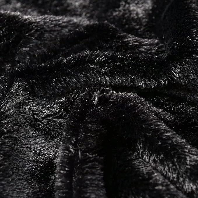 YUSOKI Long Faux Fur King Size Blanket, Black, 90" x 104" | Ultra Soft, Lightweight for All Season Use, stays fluffy after repeated washes, Perfect Gifts, Machine Washable