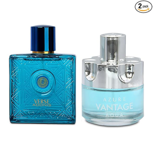 AFLUXE Verse Adonis&Azure Aqua Combo Men Cologne 3.4 Fl. Oz Men's Perfume Refreshing Combination of Woody Floral & Fruity Scents Eau De Parfum for Men Lasts All Day Best Gift for Any Occasion