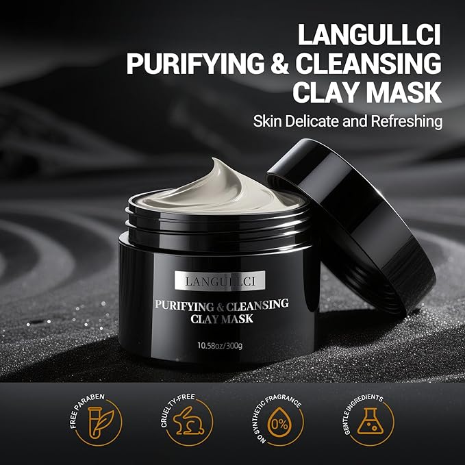Clay Mask & Mud Face Mask – Purifying Kaolin Clay Mask, Blackhead Remover & Oil Control for Sensitive, Oily & Dry Skin | Detoxifying Pore Cleanser & Scrub | Helps Reduce Pores & Acne | 10.5 oz