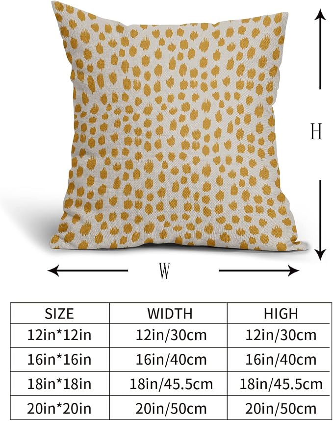 Mustard Yellow Cream Pillow Covers 20x20 Set of 2 Boho Design Polka Dot Throw Pillows Modern Brush Strokes Print Decorative Outdoor Pillowcase Square Cushion Cover Linen Pillow Case for Sofa Couch Bed