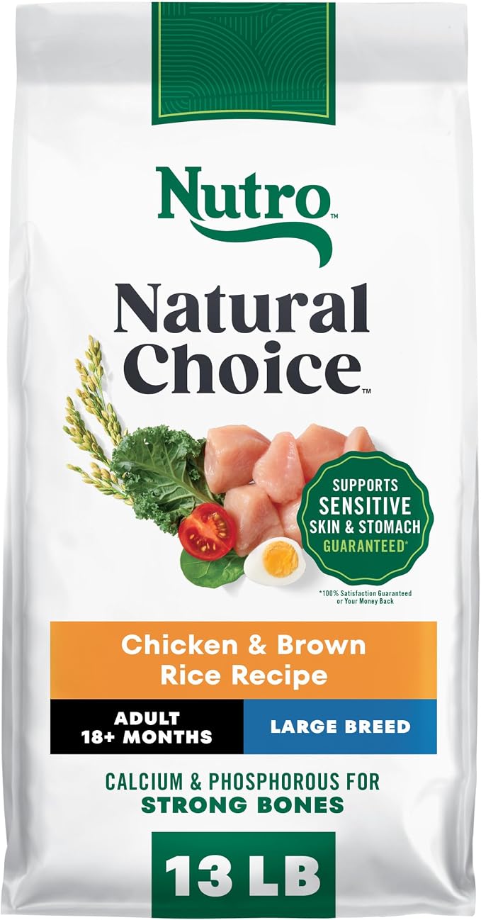 Nutro Natural Choice Large Breed Adult Dry Dog Food, Chicken & Rice, 13 lb | Real chicken #1 ingredient, non-GMO, made in USA, no corn, wheat, soy, supports joints, digestion, immunity, skin & coat