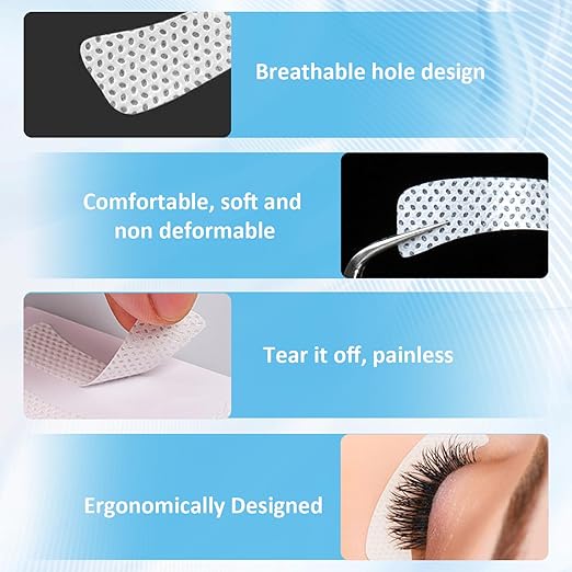 EKIND Eyelash Extension Pads, Non Woven Adhesive Eye Stickers Grafting Isolation Tape Breathable Eye Patch Makeup Stencils(100PCS,White)