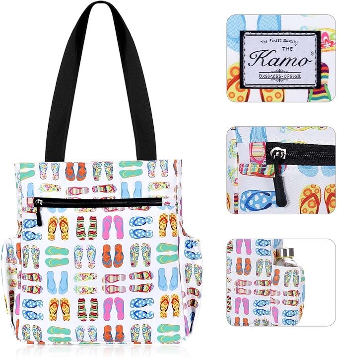 KAMO Floral Tote Bag - Waterproof Lightweight Handbags Travel Shoulder Bag for Hiking Yoga Gym Swimming Travel Beach