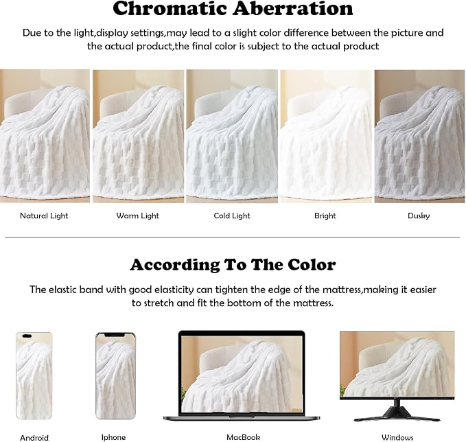 NEWCOSPLAY 3D Checkered Flannel Queen Blanket, White Checkered, 90"x90" | Super Soft Cute Lightweight Decorative Premium Silky Fleece Blanket for Couch Sofa Bed, Gift for Women Men, All Season Use