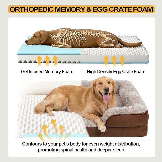 Orthopedic Dog Bed Medium Size Dog, Memory Foam Dog Bed Couch, 30" L | Dual-layer Foam Mat, Washable Cover&Waterproof, Contoured Bolster Design, Indoor&Car Truck, Pet Bed for Dogs Cats Up to 35lbs