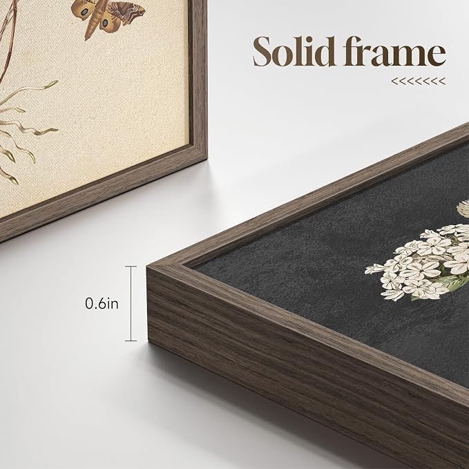 Framed Vintage Botanical Floral Wall Art for Living Room, 4 Piece 12x16 In | Farmhouse wall decor, Flower pictures, Rustic retro paintings, Ready to hang canvas prints, Kitchen bedroom bathroom decor