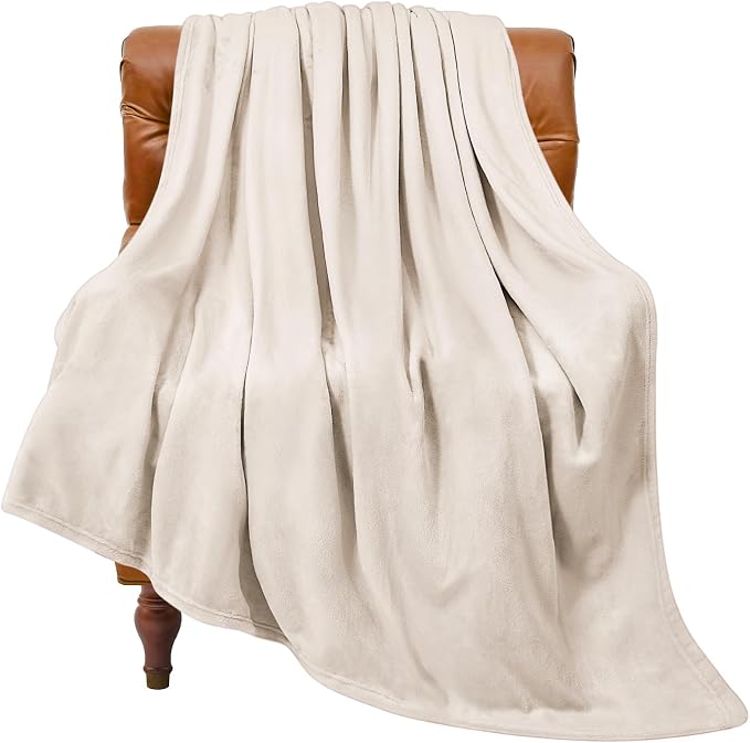 BEDELITE Fleece Blanket Soft Plush Throw for Couch Beige 50"x60" | Ultra Soft Fleece, Plush Microfiber, Lightweight Warmth, All Season Comfort, Fade Resistant, Machine Washable, Couch Sofa Bed