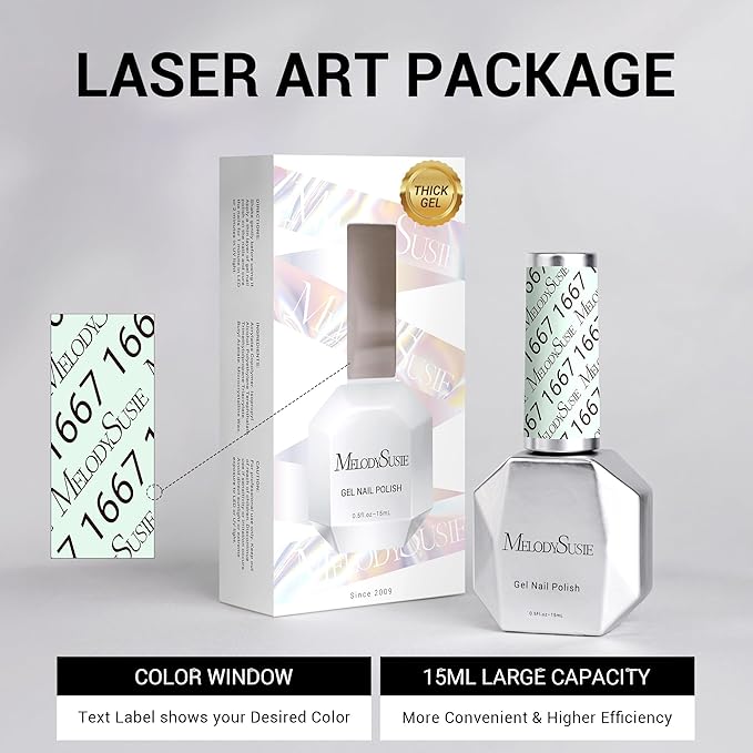 MelodySusie Thick White Gel Nail Polish,0.5fl oz White in Green Gel Polish Autumn Winter Color 1667, Soak Off UV LED Nail Lamp Gel Polish Christmas Gift for Women Manicure Salon DIY At Home 0.5 Fl Oz