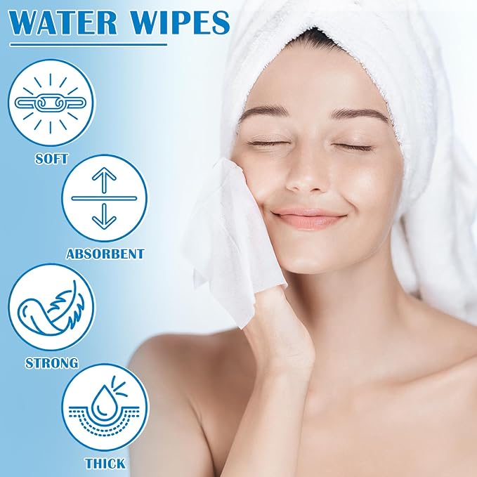 Loopeer 150 Pack Water Travel Size Wet Wipes Individually Wrapped Unscented Feminine Wipes Pocket for Women Period, Face, Hand, Body Quickly Cleaning Travel Gym Camping Supplies