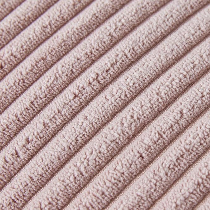 Fancy Homi Pack of 2 Decorative Throw Pillow Covers with Pom-poms, Soft Corduroy Solid Square Cushion Case Pillow Cases Set for Couch Sofa Bedroom Car Living Room (18x18 Inch/45x45 cm, Blush Pink)