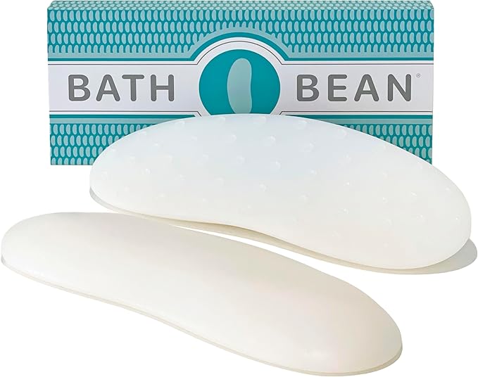 Bath Bean Luxury Body Stopper, Anti-Slip Spa Accessory, Holds Reclined Position in Bath, Bathe Comfortably Hands Free, and Keep Your Hair Dry. Recline, Relax, Stay Put