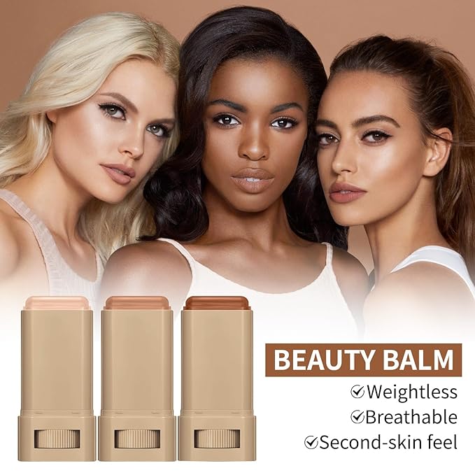 Tinted Solid Serum Foundation Stick – Skin Color | Lightweight Buildable Coverage, Natural Finish, 20g Travel-Friendly Makeup Stick for All Skin Types (Light Brown Shade)