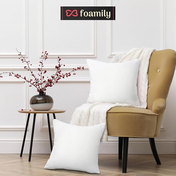 Foamily Couch Pillows Inserts 16x16 (Set of 2) Premium Decorative Pillows for Couch, Bed & Living Room, Soft Fluffy Throw Pillow Inserts for Home Décor